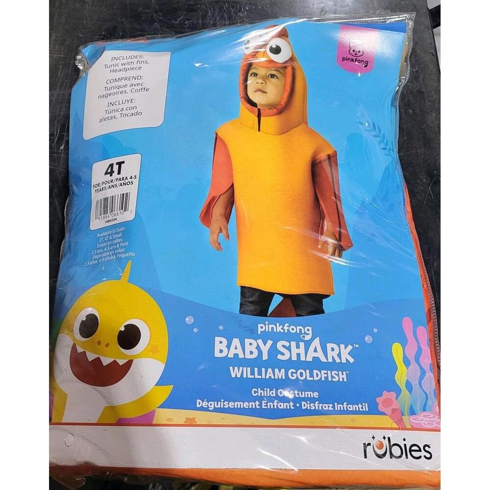 Pinkfong Baby Shark William Goldfish 4T Halloween Costume Orange